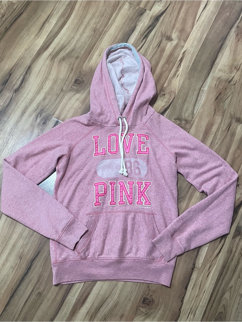 Y2K 2008 Victoria’s Secret PINK Heather Pink Love Pink 1986 Pullover Hoodie S
